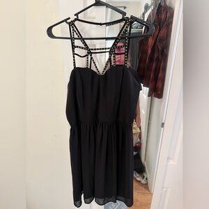 Vintage Forever 21 Black Beaded Strappy Dress